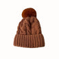 New Winter Twist Knitting Hat For Women Fur Pompom Thick Plush Cap Beanie Solid Color Ladies Warm Ski Snow Skullies Beanies