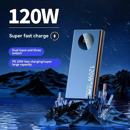 500000mAh Power Bank 120W Super Fast Charging PD20W Dual Way Digital Display Airplane Safe CCC For iPhone Samsung Xiaomi