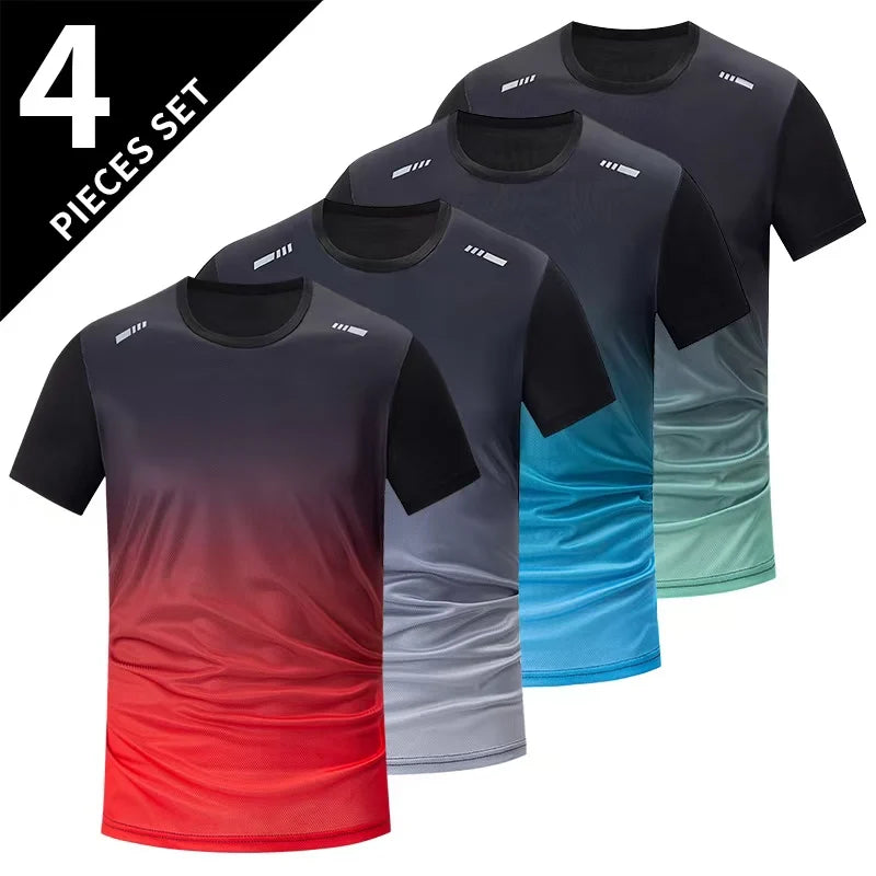 Men's Gradient Quick-Dry Sports T-Shirt Short Sleeve - Running & Fitness Casual Tee
