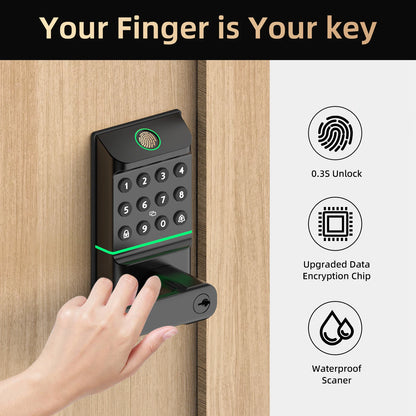 Viladepot Smart Lock Fingerprint Door Lock TYPE-C Interface App Control Passcode Unlock Electronic Touchscreen Keypad Handle