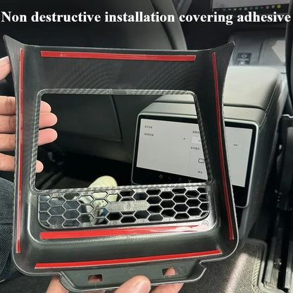 Rear Screen Cover Protector Frame Back Air Vent Trim White ABS Car Interior Accessory for Model Y Juniper