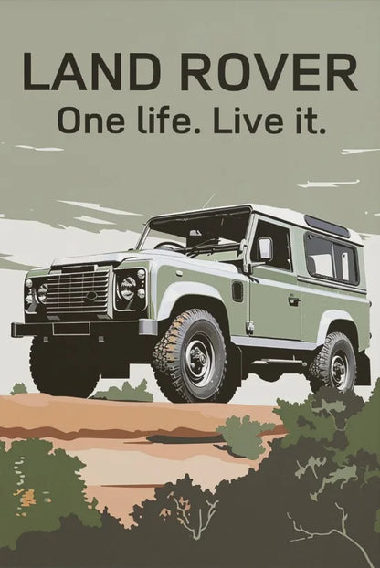 L-and-R-over Defender 90 Offroad Poster Classic Retro Automotive Poster Canvas Prints Classic Off-road Vehicle Aesthetic Print