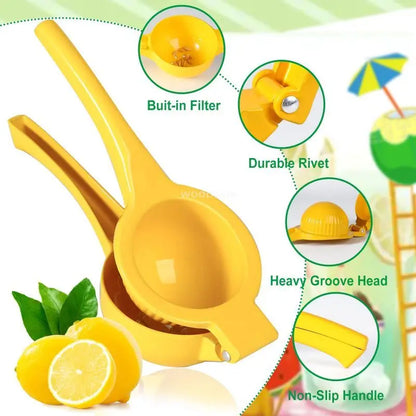 Aluminum Lemon Squeezer Manual Citrus Juicer Handheld Lemon Press – Portable Yellow