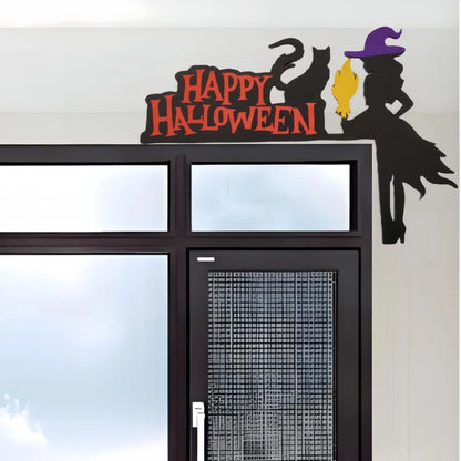 Halloween Wooden Door Frame Corner Decoration – Gothic Spider, Bat & Ghost Ornament for Home Door & Window – 8 Designs