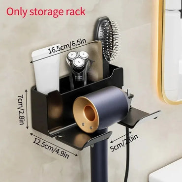 Wall-Mounted Hair Dryer & Straightener Holder – No-Drill Adhesive Hairdryer Organizer, ABS Bathroom Cradle