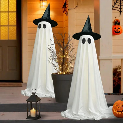 Halloween Ghost Decorations – Indoor & Outdoor Polyester Ghost Decor for Yard, Porch, Garden & Lawn – 1 or 2 Piece Set