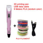 USB Rechargeable 3D Printing Pen with 9M PLA Filament (1.75mm) — Adjustable Speed, 180–220°C Heat, DIY 3D Pen for Kids & Adults