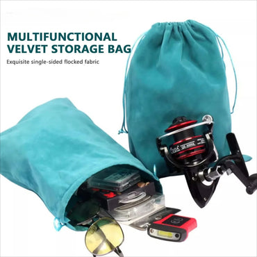 Fishing Reel Storage Bag - Portable Drawstring Reel Protect Pouch, 3 Sizes (15×20 / 17×23 / 20×25 cm | 5.9×7.9 / 6.7×9.1 / 7.9×9.8 in)