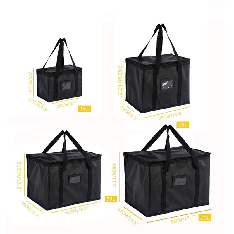 Insulated Thermal Cooler Bag - Leakproof Waterproof Nylon Lunch Tote for Picnic & Food Delivery, Multiple Sizes 16L–70L