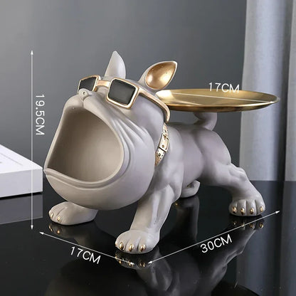 30cm/11.8inch Home Decor Bulldog Figurine Dog Statue Key Storage Box Animal Ornament Resin Craft Art Figurine Puppy Sculpture