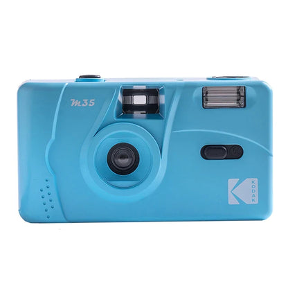 Retro Reusable 35mm Manual Film Camera with Built-In Flash – Replaceable Film, Fixed Focus