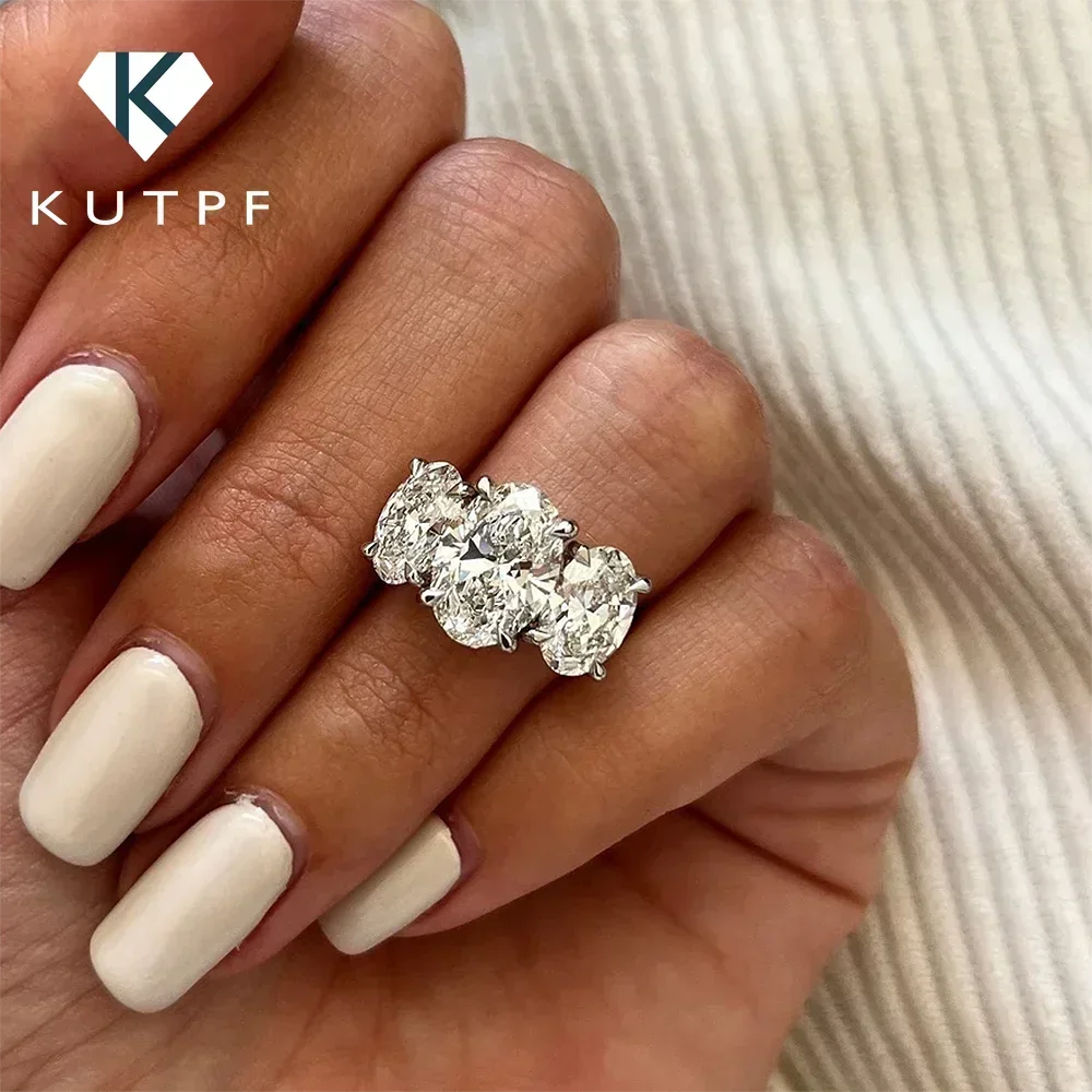 3/6cttw Real Moissanite Engagement Ring with Certificate 3-Stone Oval