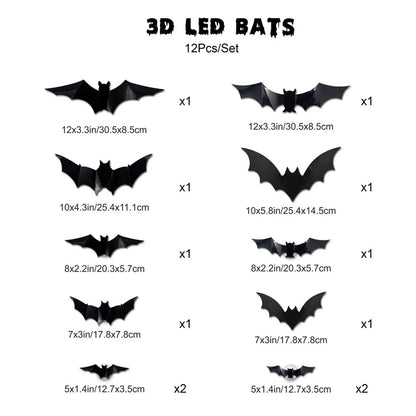 Halloween Bat Wall Light Decorations - 12 to 70 Piece Sets