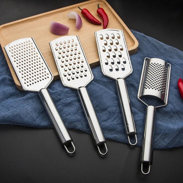 Stainless Steel 4-in-1 Cheese & Vegetable Grater — Handheld Ginger Slicer, Potato and Lemon Zester
