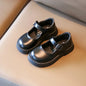Girls Mary Jane Flats PU Leather School Shoes – Black Kids & Toddler Platform Student Shoes, EU Sizes 23–35