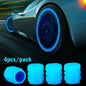 Glow-in-the-Dark Luminous Tire Valve Caps Set of 4 — Fluorescent Wheel Valve Stem Caps Universal for Car Motorcycle Bicycle