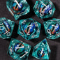 Liquid Core Resin RPG Dice Set — Sharp-Edged D20 D12 D10 D8 D6 D4 for Tabletop Gaming