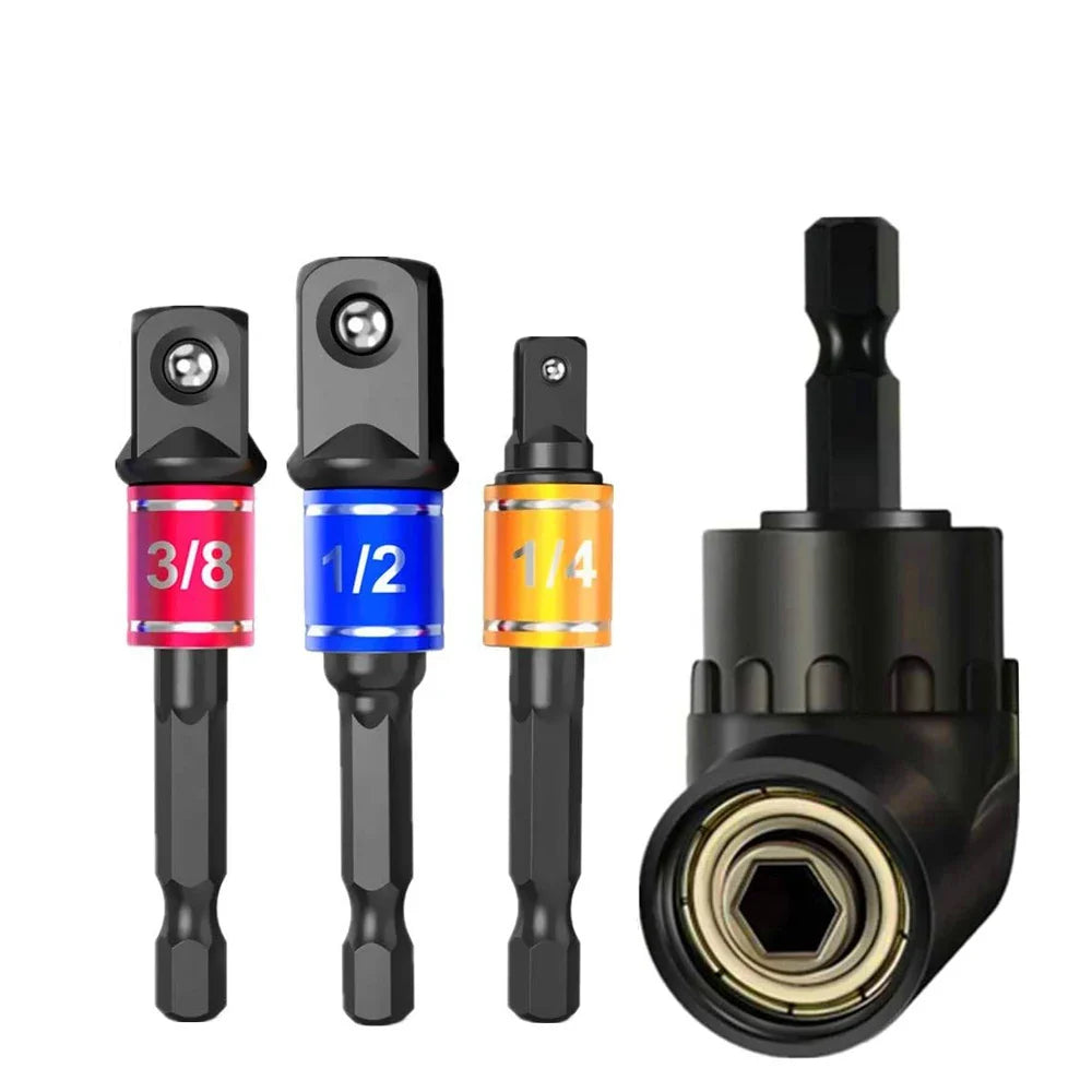 Impact-Grade 105° Angle Socket Adapter Right Angle Drill Driver Extension Screwdriver Bit Holder
