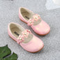 Girls Floral PU Leather Dress Flats with Flower Applique – Princess Party Shoes (EU Sizes 26–36)