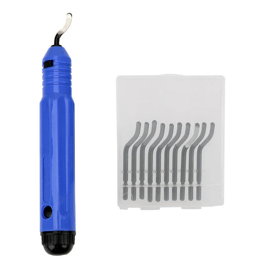 DIY Copper Tube Deburring Reamer Kit - Burr Scraper Handle with 10 HSS Blades, Trim & Ream Tool for Metal, Plastic & Wood