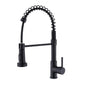 Pull-Down Spring Kitchen Faucet — Matte Black Brushed Stainless, 360° Swivel, Hot & Cold Mixer, Single-Handle Pull-Out
