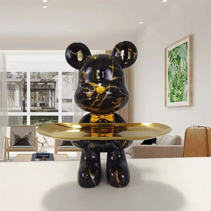29cm Graffiti Bear Figurine Home Decoration Animal Statue Keys Storage Shelf Modern Room Sculpture Table Decor Abstract Ornament