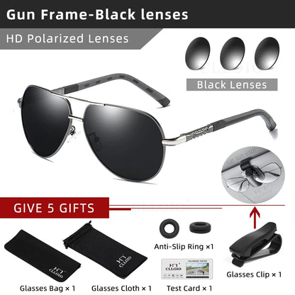 CLLOIO Pilot Polarized Sunglasses for Men & Women – UV400 Aluminum Frame
