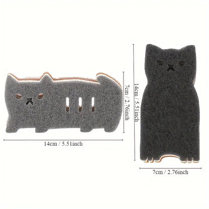4-Piece Cute Cat Kitchen Sponge Set - Thick Durable Dishwashing and Cleaning Sponges