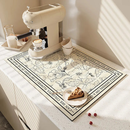 Absorbent Diatom Mud Dish Drying Mat – Non-Slip Quick-Dry Kitchen & Bathroom Drain Pad