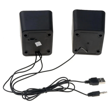 Mini USB Computer Speakers 2.0 Stereo – Portable Desktop & Laptop Speakers, 3.5mm AUX, RMS 3W x2 (Blue/Black/Red/White)