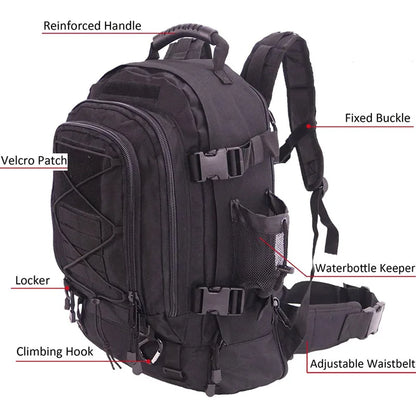 60L Military Tactical Backpack Army Molle Assault Rucksack Outdoor