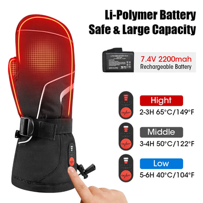 SNOW DEER Electric Heated Gloves – Rechargeable Battery, 3-Gear Heating, Full Hand & Finger Warmth for Men & Women, Sizes XS–XXL