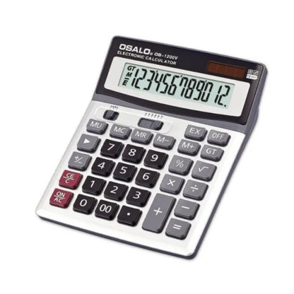 Solar & Battery 12-Digit ABS Calculator for Office, Students & Financial Use
