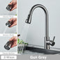 Chrome Deck-Mounted Pull-Out Kitchen Faucet - Single-Handle Single-Hole Mixer Tap with Ceramic Valve & Stream Sprayer