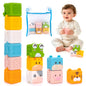 Baby Soft Silicone Building Blocks Toys 3D Cube Animal Stacking Toys Toddler Early Educational Sensory Montessori Toys Bath Toys