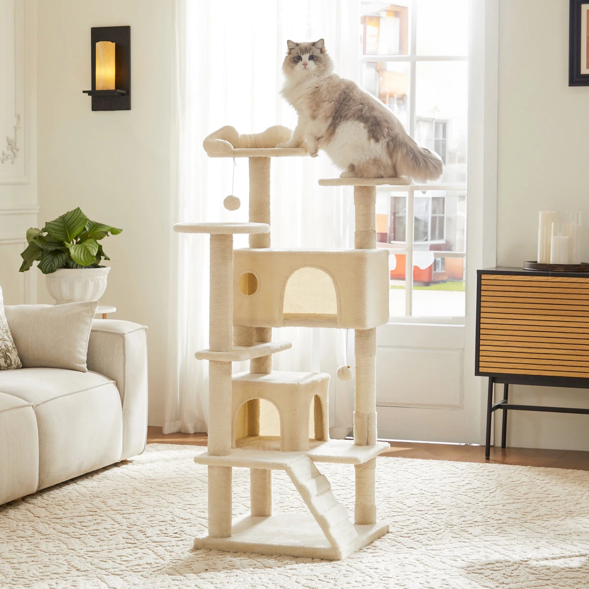 JHK 54-Inch Multi-Level Cat Tree with Sisal Scratch Posts