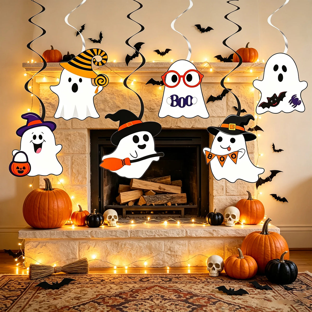 Boo Ghost Paper Hanging Swirls - 1 Set