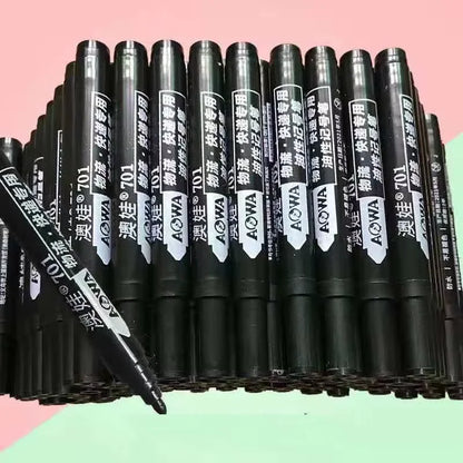 10-Pack Large Tip Black Non-Erasable Marker Pens — Permanent Markers for Labeling, Notation & Crafts