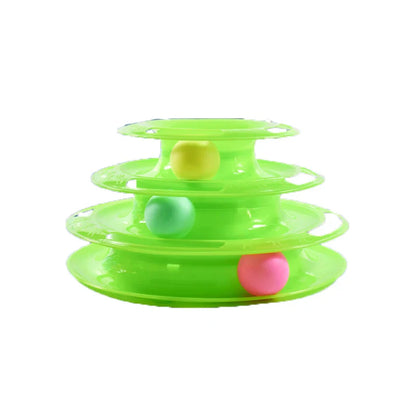 Interactive Cat Turntable Toy — 3- or 4-Layer Spinning Teaser for Cats, Self-Play Boredom Reliever