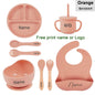 8-Piece Silicone Baby Feeding Set with Suction Plate, Bowl & Straw Cup — Personalized Kids Tableware, BPA-Free