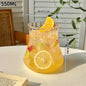 Wave Ripple Glass Tumbler - Transparent Iced Coffee & Milk Tea Cup, 280 ml (9.5 fl oz) & 530 ml (18 fl oz)