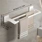 Self-Adhesive Double Towel Bar No-Drill Bathroom Towel Rack White/Gray
