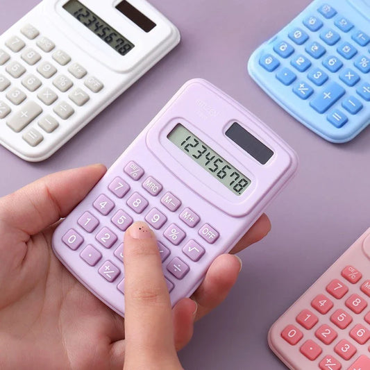 Mini Solid Color Pocket Calculator — Portable 4.0 x 2.5 in (100 x 63 mm) for Office, School & Teaching