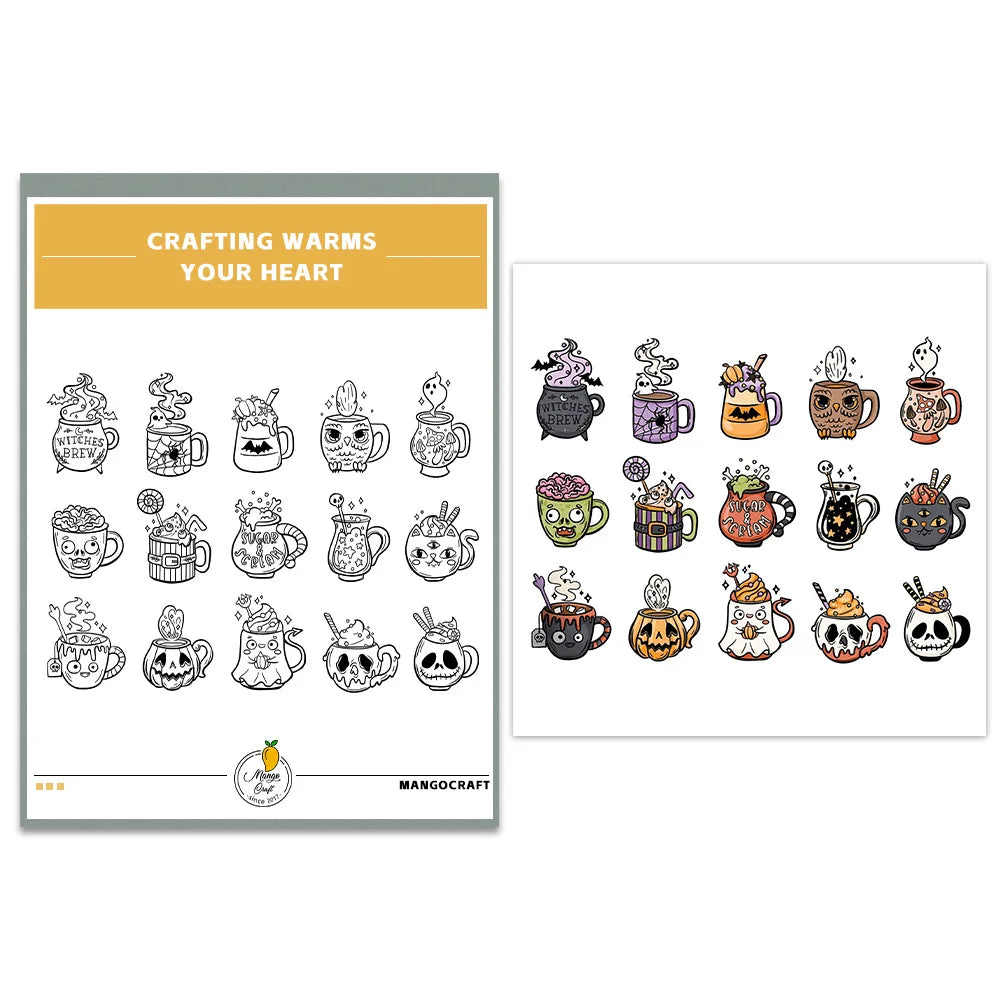 Halloween Transparent Silicone Stamp Set, Coded Designs