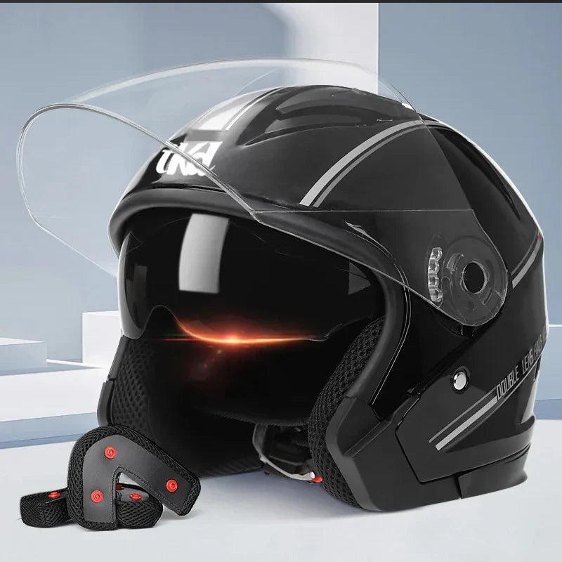 Motorcycle Dual Visor Flip Up Modular Full Face Helmet Anti-fog Street Bike Racing Helmet for Women, Men, 4 Colors