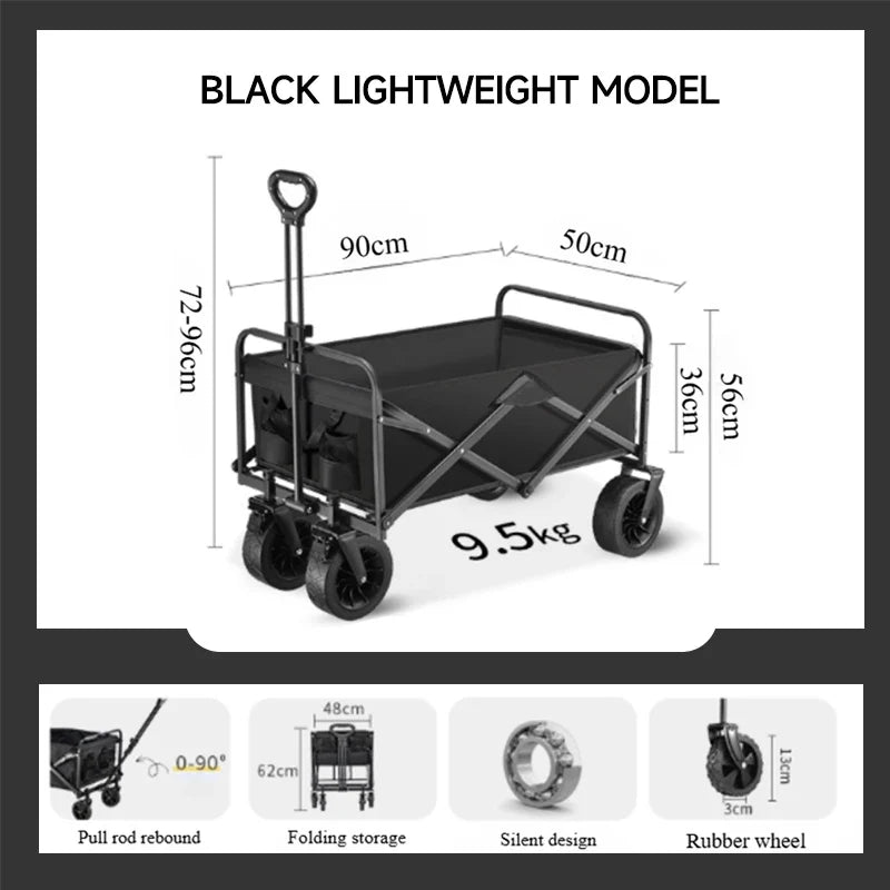 Camping Cart Foldable Trolley Outdoor Picnic Portable Hand-Pull Cart