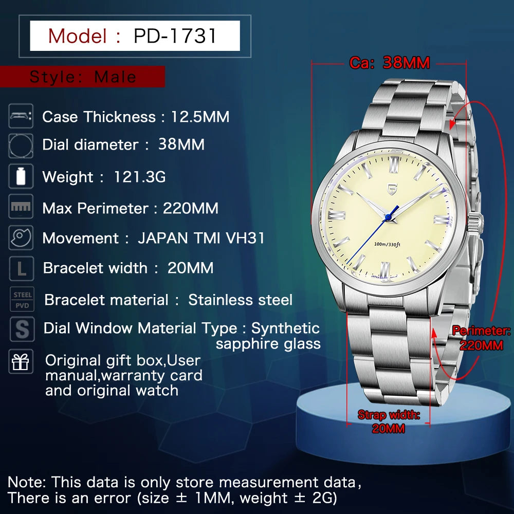 PAGANI DESIGN PD1731 Men’s Quartz Watch with Sapphire Crystal