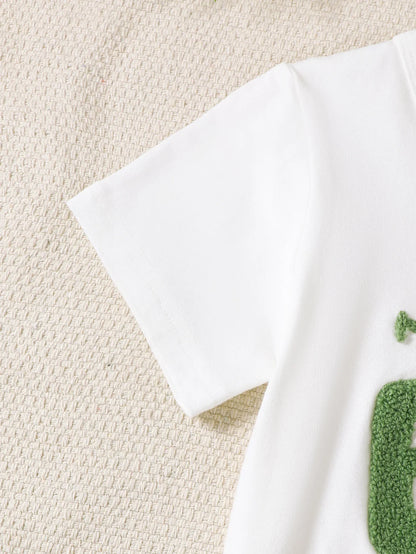 2pcs Baby Boy Set Mom's Boy Letter Pattern Short Sleeve+shorts Set