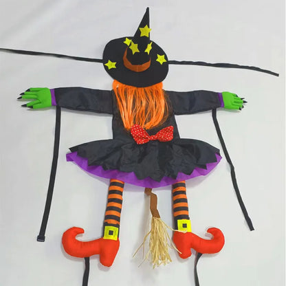 Halloween Witch Crashing Into Tree Decoration - 100 x 110 cm