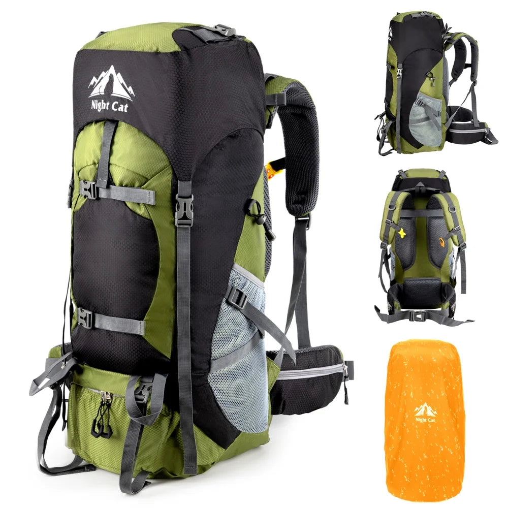 Night Cat 70L / 90L Hiking Backpack with Rain Cover – Waterproof Camping Rucksack for Men & Women